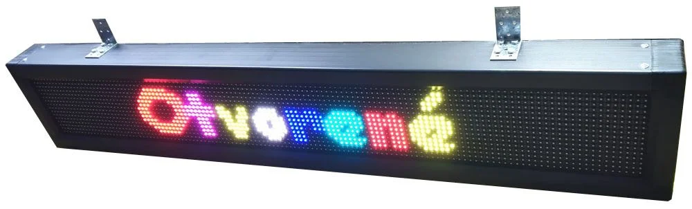 Svetelná reklama farebný led panel displej na bežiaci text 136x25cm s WiFi