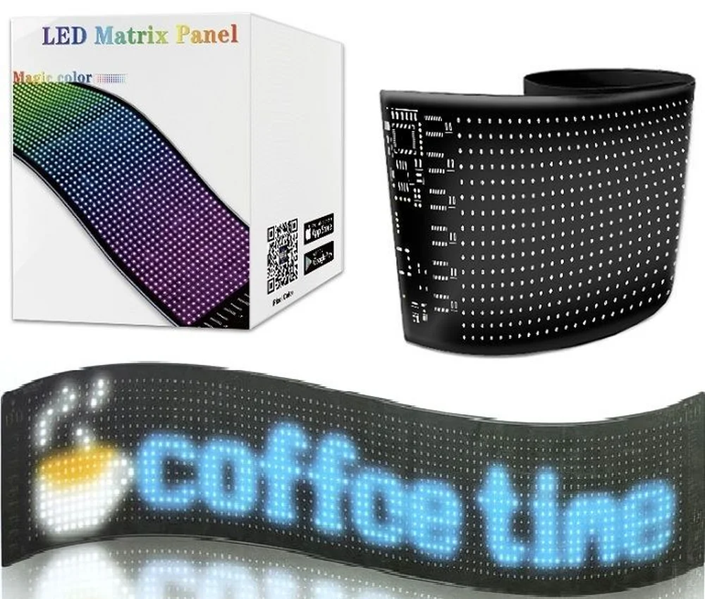 Farebná svetelná LED reklama pútač pás ohýbateľná flexibilná 90x19,2cm s diaľkovým ovládaním, aj do auta, napájanie 5V